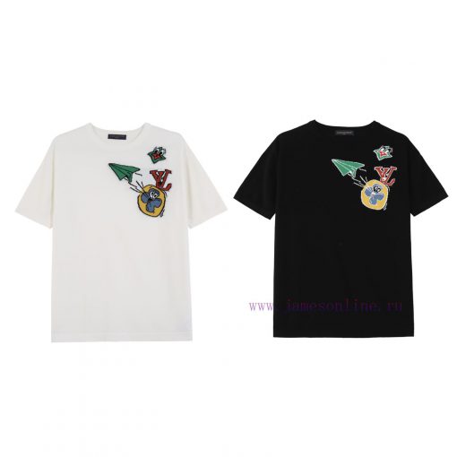 LOUIS VUITT ON LVMH25SS Spring/Summer New Knitted Short Sleeved Chest Jacquard Craftsmanship De 6cm1ej55 - Image 2