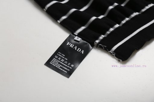 PRADA PRADA25SS Spring/summer New Knitted Short Sleeved Simple Striped Sweater With Letter Jacq 04dt7ee1 - Image 10