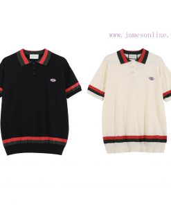 GUCCI  Gucci25SS Spring And Summer New Cardigan Knitted Short Sleeved Cardigan Polo Sweater Log vi6s8e2o