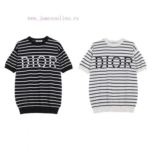 DIOR Dior25SS Spring/summer New Knitted Short Sleeved Simple Striped Sweater With Letter Jacqua 7vkkc9dv