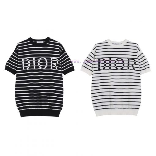 DIOR Dior25SS Spring/summer New Knitted Short Sleeved Simple Striped Sweater With Letter Jacqua 7vkkc9dv - Image 2