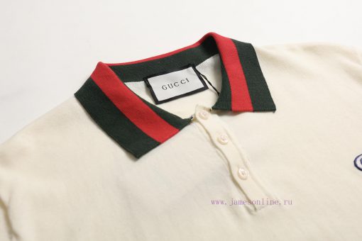 GUCCI  Gucci25SS Spring And Summer New Cardigan Knitted Short Sleeved Cardigan Polo Sweater Log vi6s8e2o - Image 5