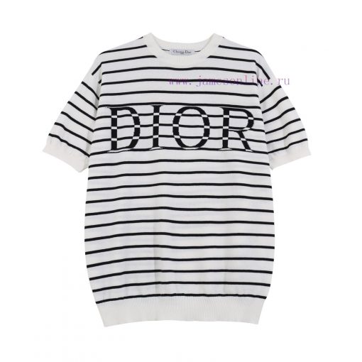DIOR Dior25SS Spring/summer New Knitted Short Sleeved Simple Striped Sweater With Letter Jacqua 7vkkc9dv - Image 3