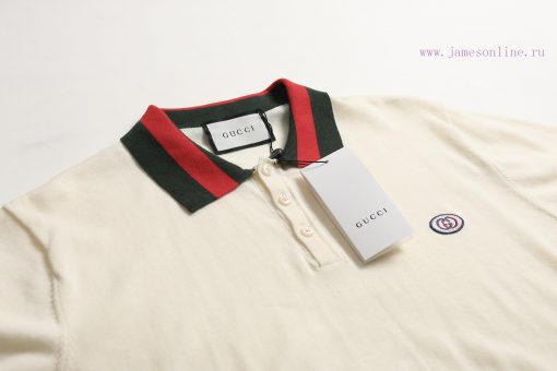 GUCCI  Gucci25SS Spring And Summer New Cardigan Knitted Short Sleeved Cardigan Polo Sweater Log vi6s8e2o - Image 6