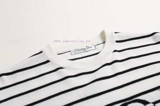 DIOR Dior25SS Spring/summer New Knitted Short Sleeved Simple Striped Sweater With Letter Jacqua 7vkkc9dv - Image 5
