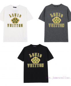 LOUIS VUITT ON LVMH25SS Spring/Summer New Knitted Short Sleeve With Small Dog Jacquard Front An g7hn6jrl