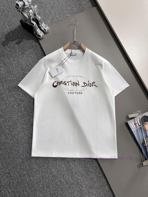 Arrived The Next DayDior 2025 New Artistic Embroidery Letter Logo Men's And Women's Short Sleev qmq3zpd1