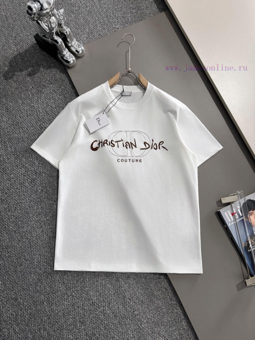Arrived The Next DayDior 2025 New Artistic Embroidery Letter Logo Men's And Women's Short Sleev qmq3zpd1 - Image 2