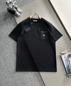 Arrived The Next DayPRADA 2025 New Original Fabric+woven Splicing Zipper Pocket Triangle Leathe 588me6pi