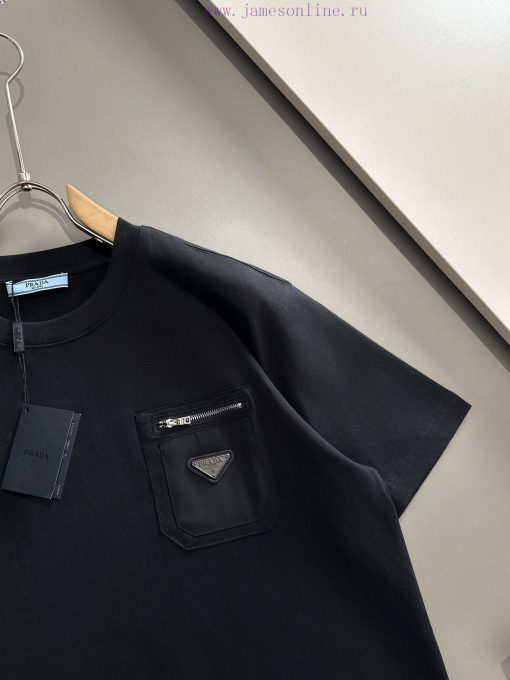 Arrived The Next DayPRADA 2025 New Original Fabric+woven Splicing Zipper Pocket Triangle Leathe 588me6pi - Image 4