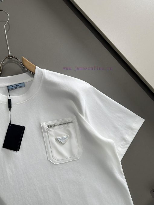 Arrived The Next DayPRADA 2025 New Original Fabric+woven Splicing Zipper Pocket Triangle Leathe 0el2q13l - Image 4