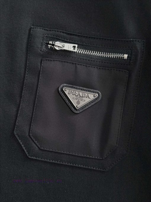 Arrived The Next DayPRADA 2025 New Original Fabric+woven Splicing Zipper Pocket Triangle Leathe 588me6pi - Image 6