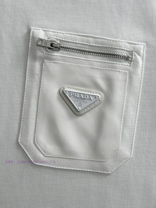 Arrived The Next DayPRADA 2025 New Original Fabric+woven Splicing Zipper Pocket Triangle Leathe 0el2q13l - Image 6