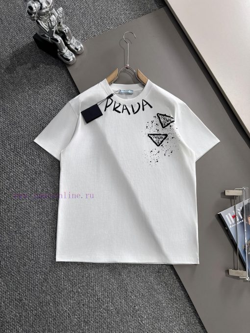 Arrived The Next DayPRADA 2025 New Hand Drawn Graffiti Letter Logo Men's And Women's Short Slee dsga8h4x