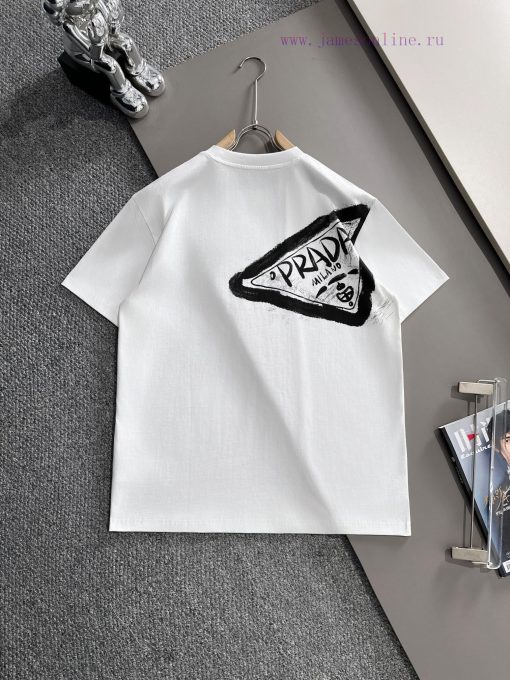 Arrived The Next DayPRADA 2025 New Hand Drawn Graffiti Letter Logo Men's And Women's Short Slee dsga8h4x - Image 3