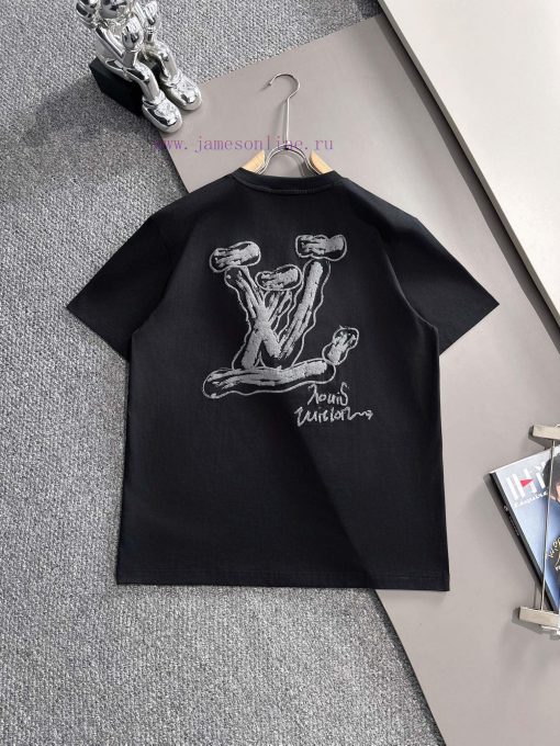 Arrived The Next DayLV Donkey Home 2025 New Plush Foam Crack Letter Logo Unisex Short Sleeved T u0a1cr3r - Image 3