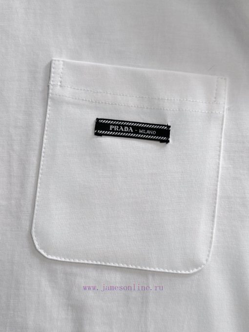 Arrived The Next DayPRADA 2025 New Patchwork Pocket Back Shield Letter Logo Unisex Short Sleeve hrhbdyt9 - Image 6