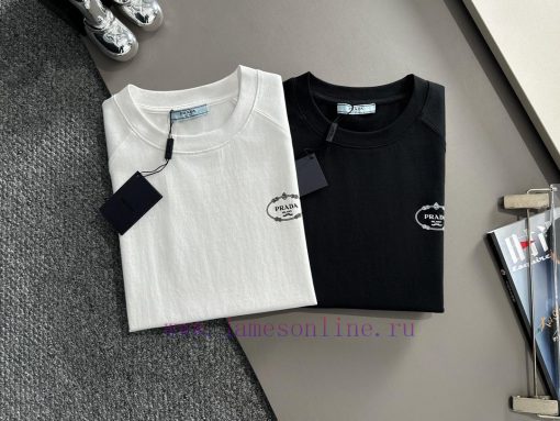 Arrived The Next DayPRADA 2025 New Hem Patchwork Back Plush Letter Logo Unisex Short Sleeved T- psxv2hvo - Image 10
