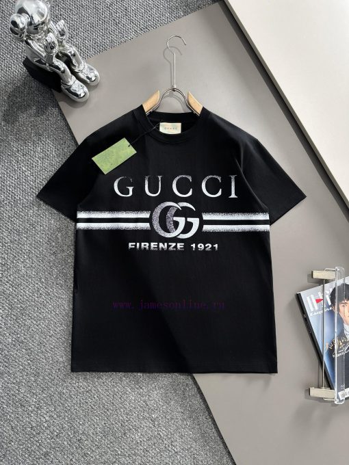 Arrived The Next DayGUCCI 2025 New Double G Stripe Letter Logo Men's And Women's Same Short Sle qyhmfe26