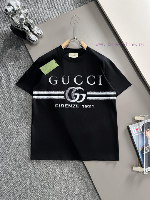 Arrived The Next DayGUCCI 2025 New Double G Stripe Letter Logo Men's And Women's Same Short Sle qyhmfe26 - Image 2