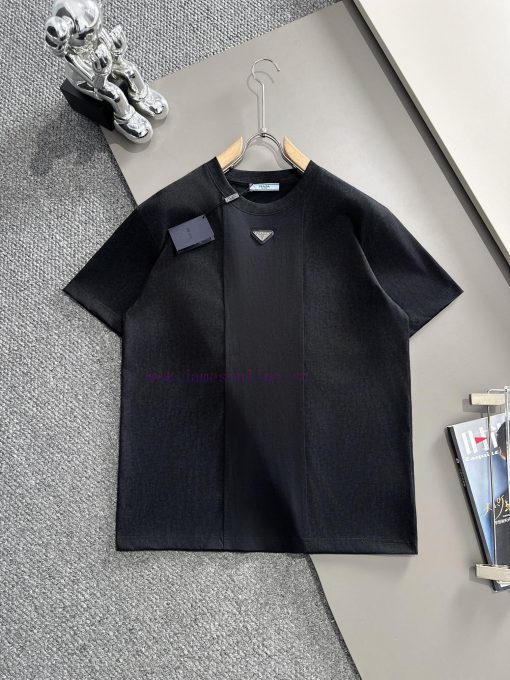 Arrived The Next DayPRADA 2025 New Fabric Splicing Custom Leather Seal Letter Logo Unisex Short xumce1k3
