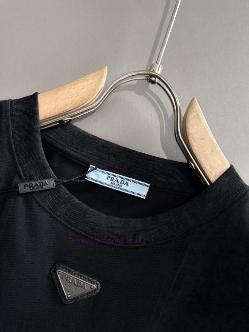 Arrived The Next DayPRADA 2025 New Fabric Splicing Custom Leather Seal Letter Logo Unisex Short xumce1k3 - Image 5