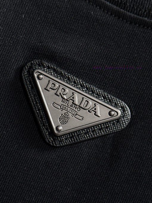 Arrived The Next DayPRADA 2025 New Fabric Splicing Custom Leather Seal Letter Logo Unisex Short xumce1k3 - Image 6