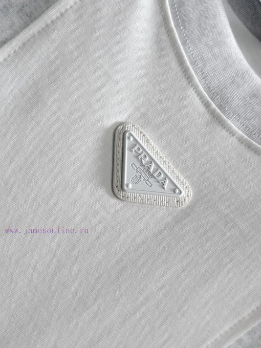 Arrived The Next DayPRADA 2025 New Fabric Splicing Custom Leather Seal Letter Logo Unisex Short jbyn1by1 - Image 5