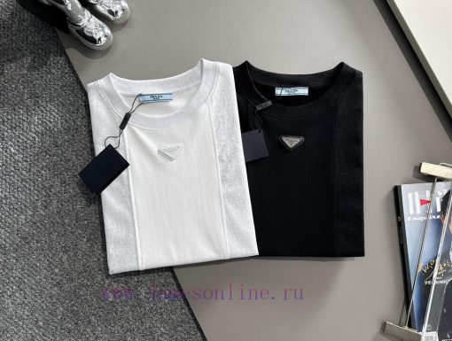 Arrived The Next DayPRADA 2025 New Fabric Splicing Custom Leather Seal Letter Logo Unisex Short xumce1k3 - Image 10