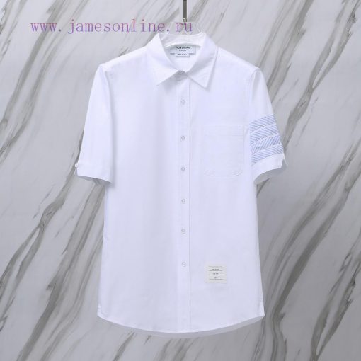 Product Code T07TB New Oxford Spinning Single Sleeve Twill Four Row Bar Short Sleeve ShirtTom B aokunemm
