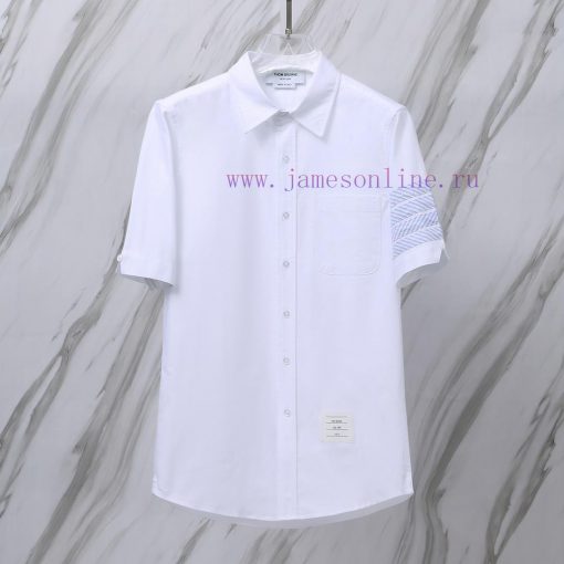Product Code T07TB New Oxford Spinning Single Sleeve Twill Four Row Bar Short Sleeve ShirtTom B aokunemm - Image 2