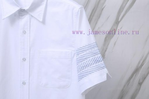 Product Code T07TB New Oxford Spinning Single Sleeve Twill Four Row Bar Short Sleeve ShirtTom B aokunemm - Image 8