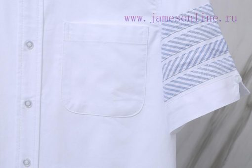 Product Code T07TB New Oxford Spinning Single Sleeve Twill Four Row Bar Short Sleeve ShirtTom B aokunemm - Image 9