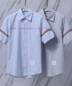 Product Code T88 TB Double Sleeve Tag Striped Oxford Spinning Short Sleeve ShirtTHOM BROWNE. To lg5kzb0w