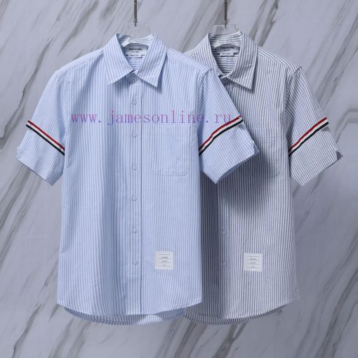 Product Code T88 TB Double Sleeve Tag Striped Oxford Spinning Short Sleeve ShirtTHOM BROWNE. To lg5kzb0w