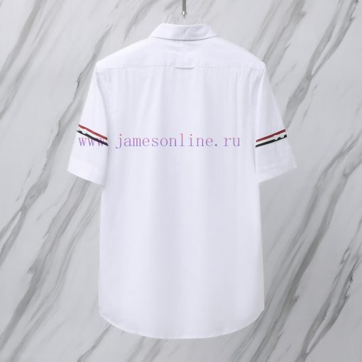 Product Code T81 TB Double Sleeve Label Poplin Thin Short Sleeve ShirtTHOM BROWNE. Tom Brown TB vxne67ph - Image 4