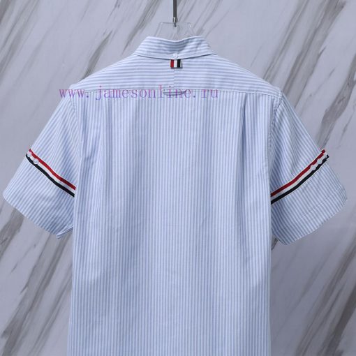 Product Code T88 TB Double Sleeve Tag Striped Oxford Spinning Short Sleeve ShirtTHOM BROWNE. To lg5kzb0w - Image 9