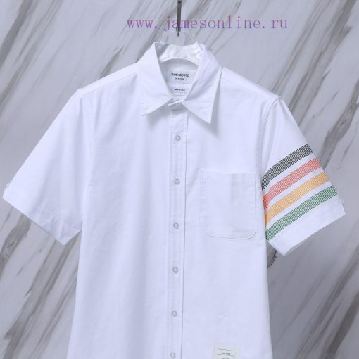 Item Number T16 TB Sleeve Color Stripe Oxford Spinning Short Sleeved ShirtTHOM BROWNE. Tom Brow pwqsa18o - Image 4