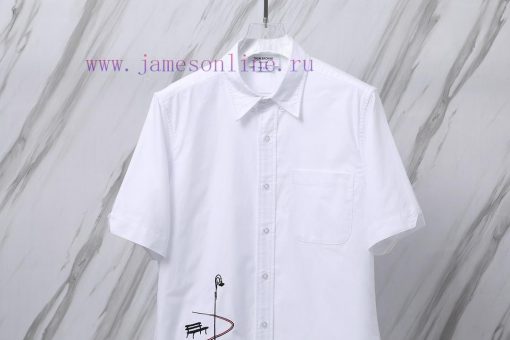 Product Code T25TB Summer New Dog Embroidered Sled Pattern Short Sleeve ShirtTHOM BROWNE Tom Br yxassfno - Image 4