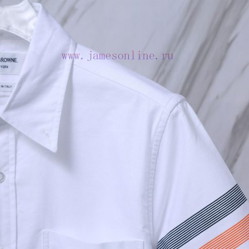 Item Number T16 TB Sleeve Color Stripe Oxford Spinning Short Sleeved ShirtTHOM BROWNE. Tom Brow pwqsa18o - Image 6