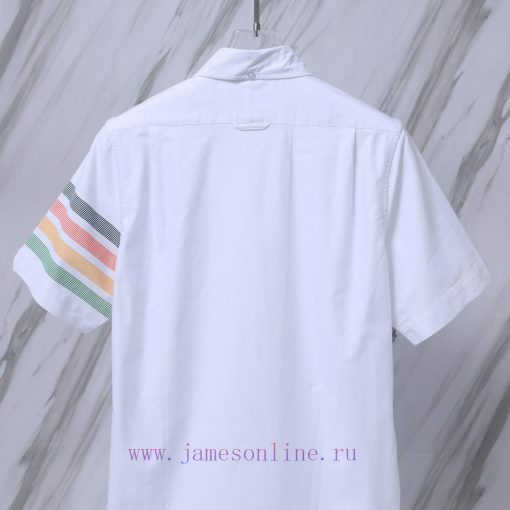 Item Number T16 TB Sleeve Color Stripe Oxford Spinning Short Sleeved ShirtTHOM BROWNE. Tom Brow pwqsa18o - Image 7
