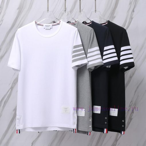 Item Number T08TB Round Neck Color Woven Four Bar Bead Ground T-shirtTHOM BROWNE Tom Brown TB B d852aa3t