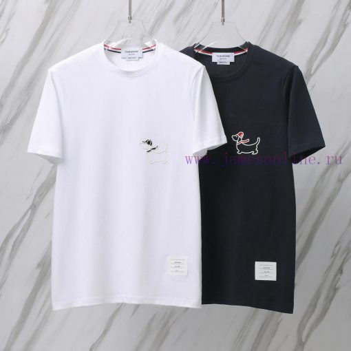 Product Code A003TB Front Chest Puppy Pattern Plain Round Neck T-shirtTom Brown TB Front Chest pjt4uc0e