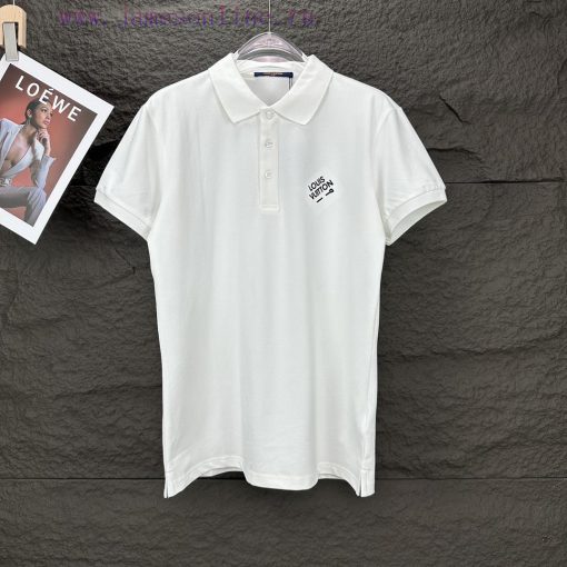 LV Louis Vuitton 2024 New Embroidered Letters 🧷 Couple Style Lapel Polo ShirtThe Original Pearl 6l5l1pcw