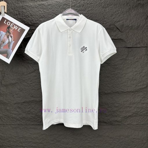 LV Louis Vuitton 2024 New Embroidered Letters 🧷 Couple Style Lapel Polo ShirtThe Original Pearl 6l5l1pcw - Image 2