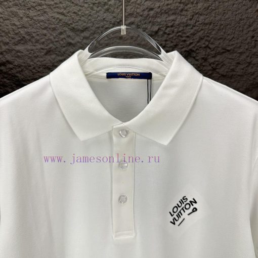 LV Louis Vuitton 2024 New Embroidered Letters 🧷 Couple Style Lapel Polo ShirtThe Original Pearl 6l5l1pcw - Image 3