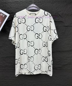Gucci 2024 New Full Print Logo Couple's Short Sleeved T-shirtOriginal Fabric With Digital Direc tpn4ur5w