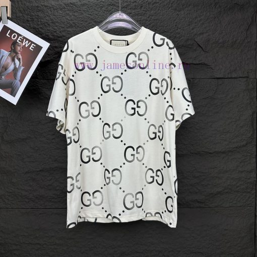 Gucci 2024 New Full Print Logo Couple's Short Sleeved T-shirtOriginal Fabric With Digital Direc tpn4ur5w - Image 2