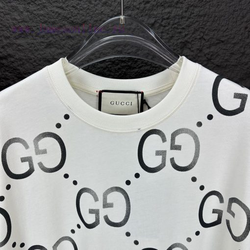 Gucci 2024 New Full Print Logo Couple's Short Sleeved T-shirtOriginal Fabric With Digital Direc tpn4ur5w - Image 3
