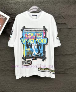 LV Louis Vuitton 2024 New Band Pattern Couple Short Sleeved T-shirtOriginal Fabric With Digital 3m1ttc3d